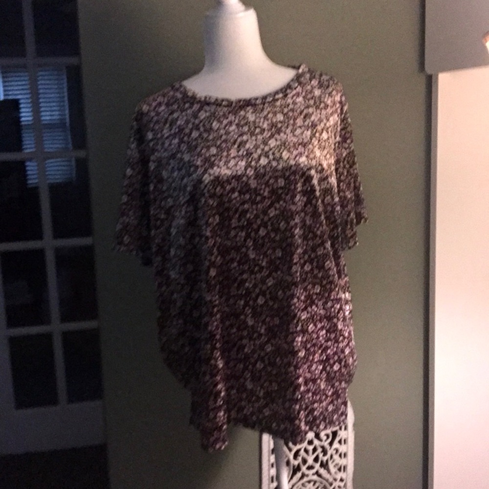 Purple and Black Floral Velvet Top